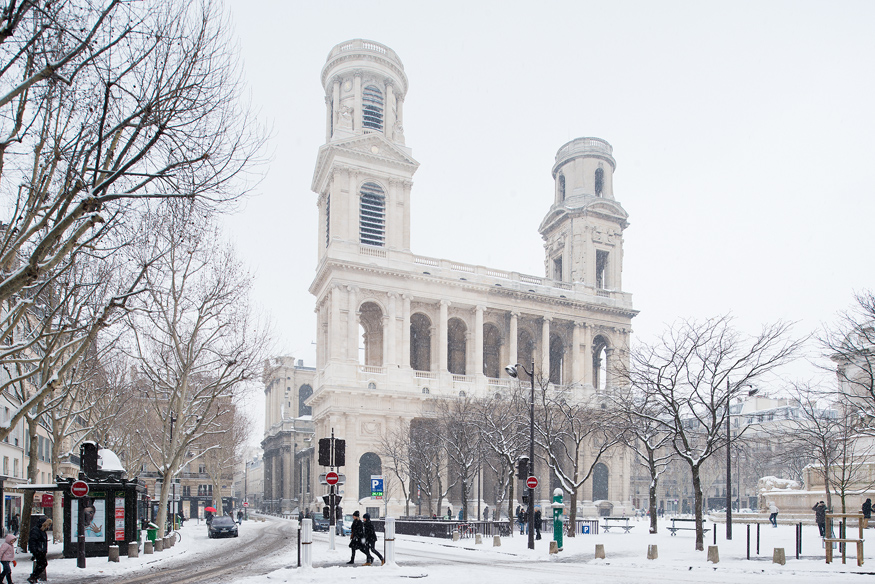 Paris sous la neige, 2013. L'église Saint-Sulpice.